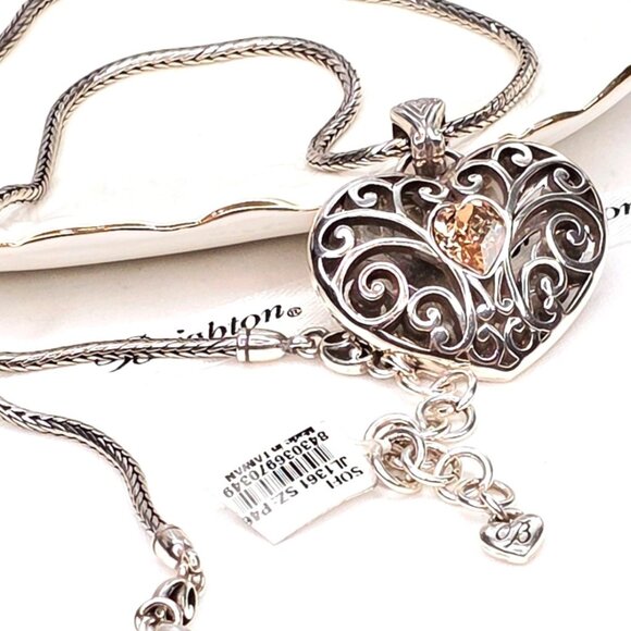 NWT Brighton Sofi Puffy Heart Silver-plated Crystal Necklace - Picture 12 of 12